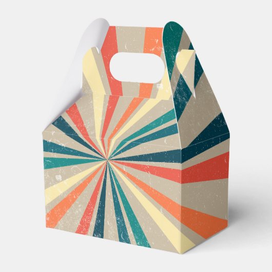 Kleurrijke Retro Rainbow Sunburst Bedankdoosjes (Voorkant Zijde)