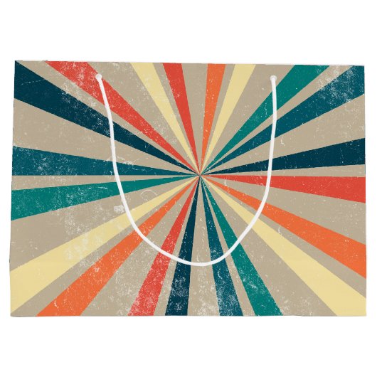 Kleurrijke Retro Rainbow Sunburst Groot Cadeauzakje (Achterkant)