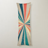 Kleurrijke Retro Rainbow Sunburst Lichaamskussen (Achterkant (Verticaal))