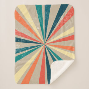 Kleurrijke Retro Rainbow Sunburst Sherpa Deken