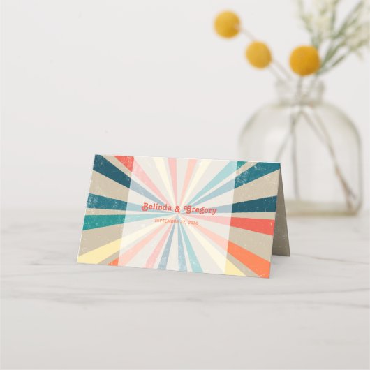 Kleurrijke Retro Rainbow Sunburst Weddenschap (Achterkant)