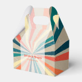 Kleurrijke Retro Rainbow Sunburst Weddenschap Bedankdoosjes (Voorkant Zijde)