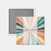 Kleurrijke Retro Rainbow Sunburst Weddenschap Magneet (Voorkant / Achterkant)
