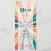 Kleurrijke Retro Rainbow Sunburst Weddenschap Menu (Voorkant)