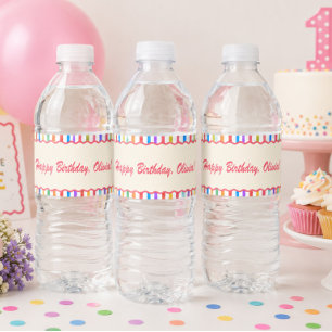 Kleurrijke Retro Regenboog Kleuren Water Label Waterfles Etiket