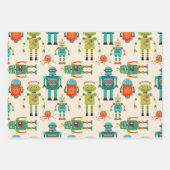 Kleurrijke Retro Robots Patroon Inpakpapier Vel (Voorkant 3)