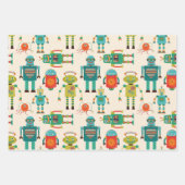 Kleurrijke Retro Robots Patroon Inpakpapier Vel (Voorkant 2)