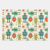 Kleurrijke Retro Robots Patroon Inpakpapier Vel (Voorkant)