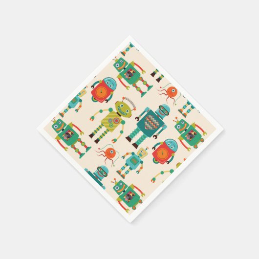 Kleurrijke Retro Robots Patroon Servet (Hoek)