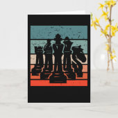 Kleurrijke retro schaakstukken kaart (Gele Bloem)