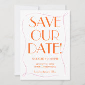 Kleurrijke Retro Schattigee Heldere  Fotobruiloft Save The Date (Voorkant)