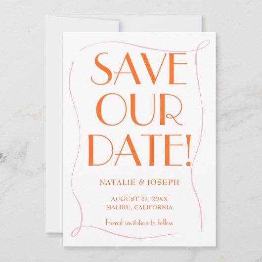 Kleurrijke Retro Schattigee Heldere Unieke Huweli Save The Date (Voorkant)