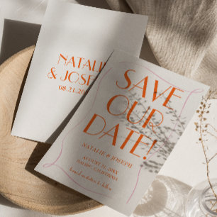 Kleurrijke Retro Schattigee Heldere  Unieke Huweli Save The Date