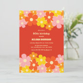 Kleurrijke Retro Sinaasappel Boho Flower 50ste ver Kaart (Staand voorkant)