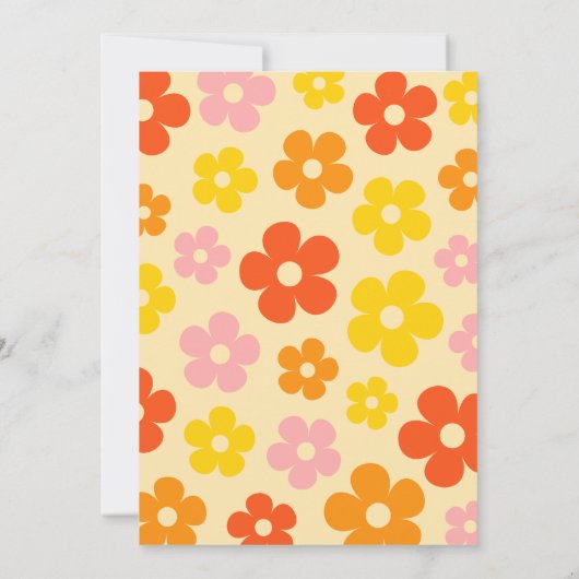 Kleurrijke Retro Sinaasappel Boho Flower 50ste ver Kaart (Achterkant)