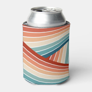 Kleurrijke retro stijl diagonaal regenboog ontwerp blikjeskoeler