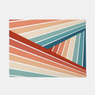 Kleurrijke retro stijl diagonaal regenboog ontwerp deurmat