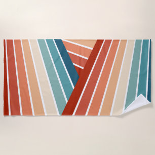 Kleurrijke retro stijl diagonaal regenboog ontwerp strandlaken