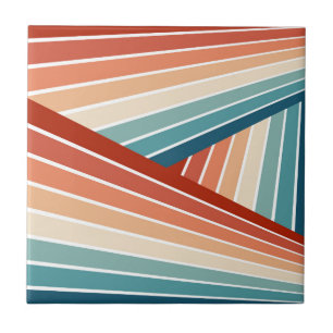 Kleurrijke retro stijl diagonale regenboog ontwerp tegeltje