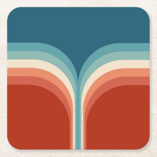 Kleurrijke Retro stijl dubbele boog decoratie Vierkante Kartonnen Onderzetter
