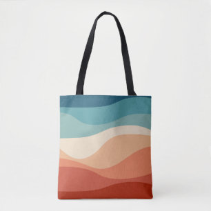 Kleurrijke retro-stijl golft decoratie draagtas