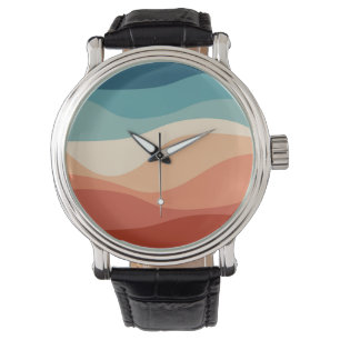 Kleurrijke retro-stijl golft decoratie horloge