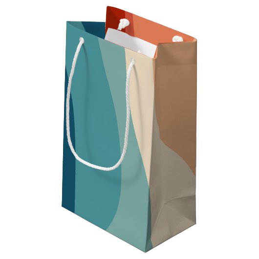 Kleurrijke retro-stijl golft decoratie klein cadeauzakje (Achterkant Gekanteld)