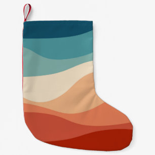 Kleurrijke retro-stijl golft decoratie kleine kerstsok