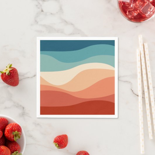 Kleurrijke retro-stijl golft decoratie servet (Insitu)