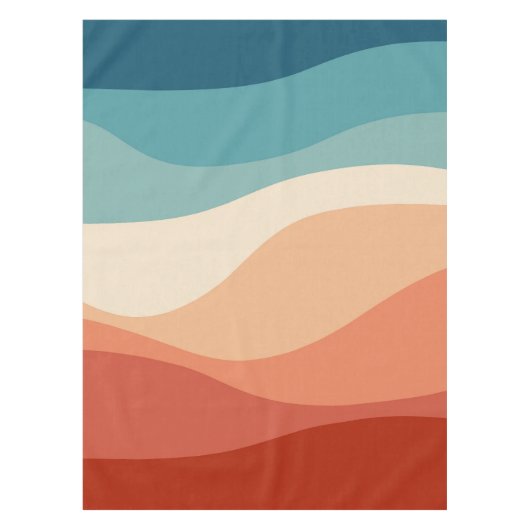 Kleurrijke retro-stijl golft decoratie tafelkleed (Voorkant)