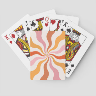 Kleurrijke retro stijl golvende zonnestralen pokerkaarten