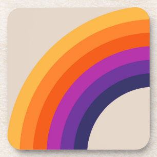 Kleurrijke retro stijl regenboog kunst bier onderzetter