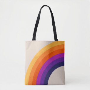 Kleurrijke retro stijl regenboog kunst draagtas