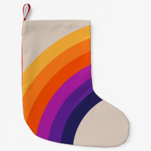 Kleurrijke retro stijl regenboog kunst kleine kerstsok