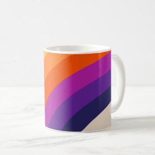 Kleurrijke retro stijl regenboog kunst koffiemok