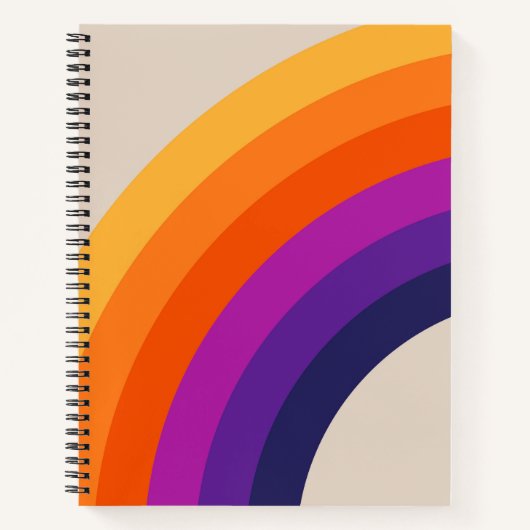 Kleurrijke retro stijl regenboog kunst notitieboek (Voorkant)
