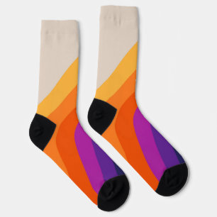 Kleurrijke retro stijl regenboog kunst sokken
