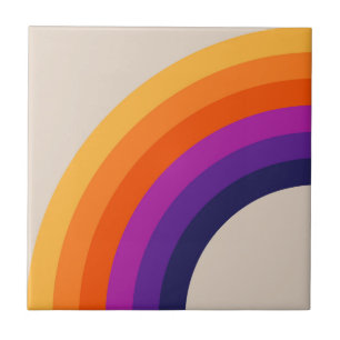 Kleurrijke retro stijl regenboog kunst tegeltje