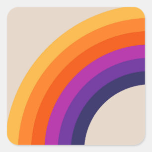 Kleurrijke retro stijl regenboog kunst vierkante sticker
