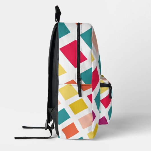 Kleurrijke retro stijl vierkanten ontwerp bedrukte rugzak (Links)