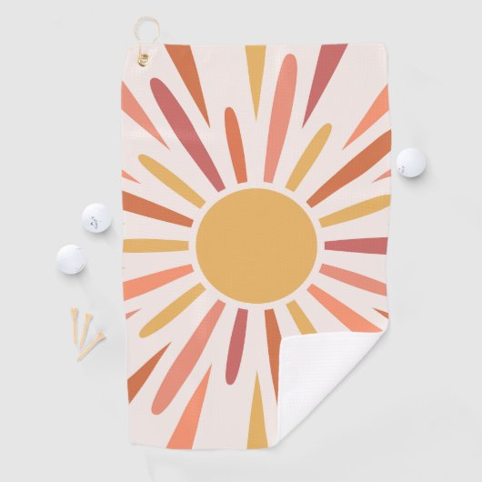 Kleurrijke retro stijl zonneschijn ontwerp golfhanddoek (Insitu)
