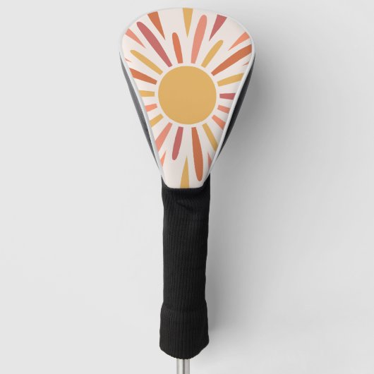 Kleurrijke retro stijl zonneschijn ontwerp golfheadcover (Voorkant)