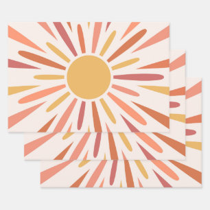 Kleurrijke retro stijl zonneschijn ontwerp inpakpapier vel