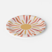 Kleurrijke retro stijl zonneschijn ontwerp papieren bordje (Gekanteld)
