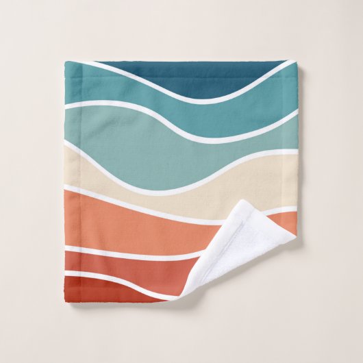 Kleurrijke retro-stijlgolven bad handdoek (Wasdoekje)