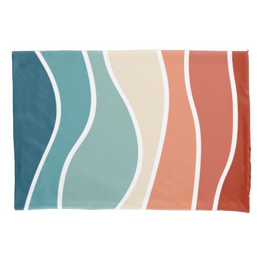 Kleurrijke retro-stijlgolven kussensloop (Voorkant)