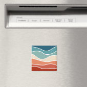 Kleurrijke retro-stijlgolven magneet (Insitu (Vaatwasser))