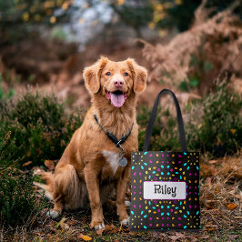 Kleurrijke retro stippen 80s geïnspireerd zwart draagtas