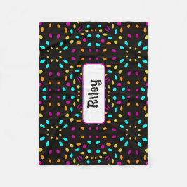 Kleurrijke retro stippen 80s geïnspireerd zwart fleece deken