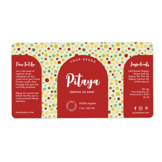 Kleurrijke Retro Stippen Cosmetische Druppelfleset Etiket (Voorkant)